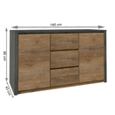 Komód, tölgy lefkas sötét/smooth szürke, MONTANA K2DP