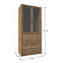 Vitrín szekrény 1- fióko és 2 osztot ajtóval  teljessen  üvegezett, tölgyfa lefkas, MONTANA W2D