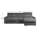 Sarok ülőgarnitúra, szürke, jobbos, MORA ROH