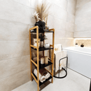 4 polcos állvány, természetes/fekete, NAOKO