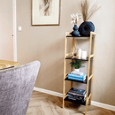 4 polcos állvány, természetes/fekete, NAOKO