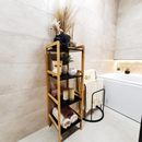 4 polcos állvány, természetes/fekete, NAOKO