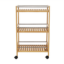 Tálalókocsi, természetes bambusz, NASHY