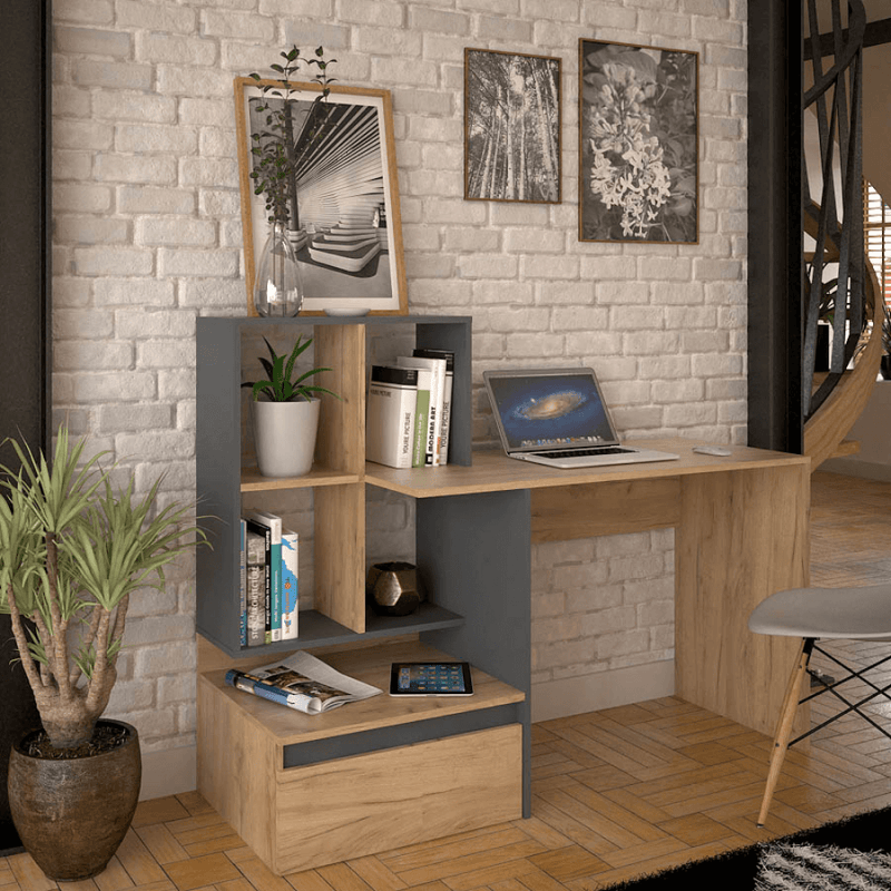 Számítógépasztal, artisan tölgy/grafit, NEREO 2 NEW