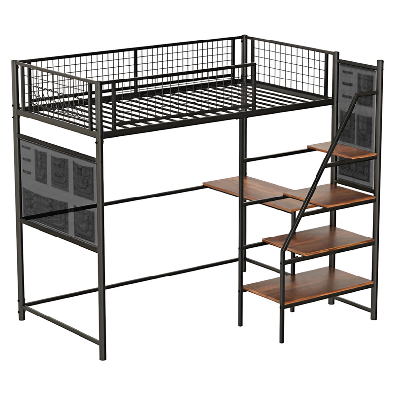 Megemelt ágy leesésgátlóval, 90x200, fekete, NIVEN