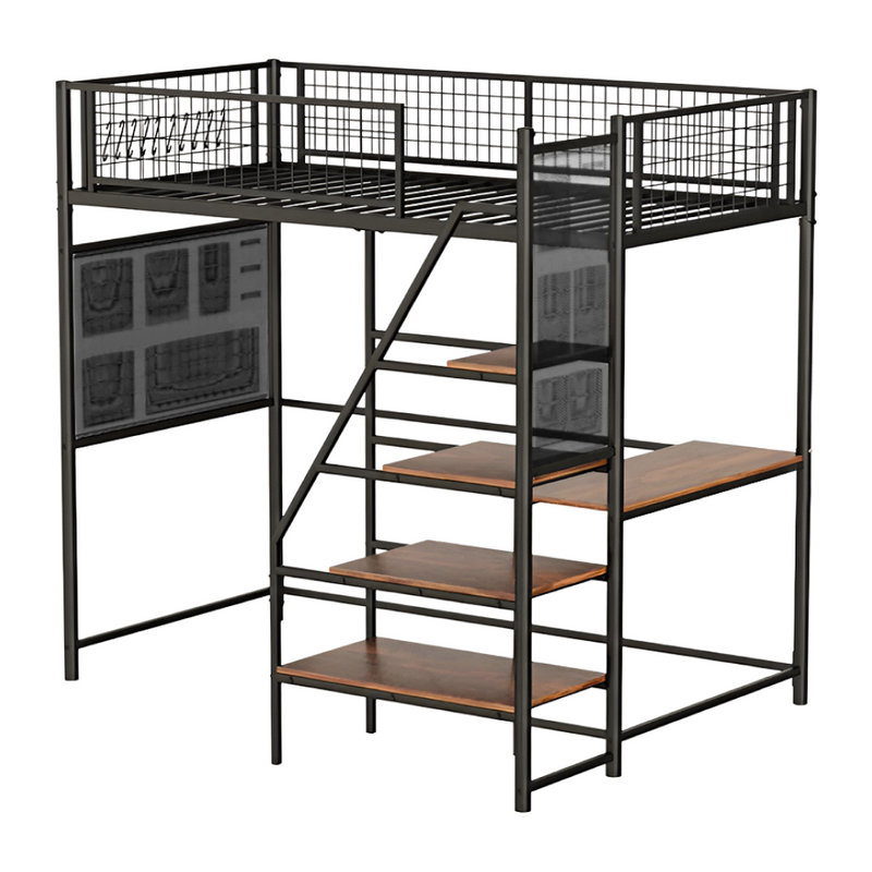 Megemelt ágy leesésgátlóval, 90x200, fekete, NIVEN