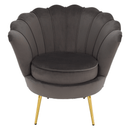 Art-deco stílusú fotel, szürkésbarna Velvet szövet/gold arany króm, NOBLEO