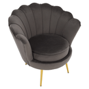 Art-deco stílusú fotel, szürkésbarna Velvet szövet/gold arany króm, NOBLEO