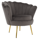 Art-deco stílusú fotel, szürkésbarna Velvet szövet/gold arany króm, NOBLEO