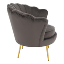 Art-deco stílusú fotel, szürkésbarna Velvet szövet/gold arany króm, NOBLEO