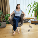 Art-deco stílusú fotel, szürkésbarna Velvet szövet/gold arany króm, NOBLEO