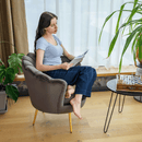 Art-deco stílusú fotel, szürkésbarna Velvet szövet/gold arany króm, NOBLEO