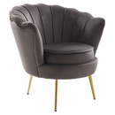 Art-deco stílusú fotel, szürkésbarna Velvet szövet/gold arany króm, NOBLEO