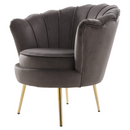 Art-deco stílusú fotel, szürkésbarna Velvet szövet/gold arany króm, NOBLEO