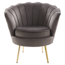 Art-deco stílusú fotel, szürkésbarna Velvet szövet/gold arany króm, NOBLEO