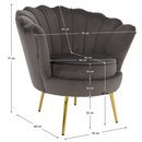 Art-deco stílusú fotel, szürkésbarna Velvet szövet/gold arany króm, NOBLEO
