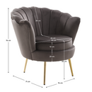 Art-deco stílusú fotel, szürkésbarna Velvet szövet/gold arany króm, NOBLEO
