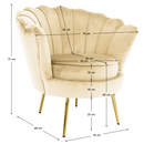 Art-deco stílusú fotel, bézs Velvet szövet/gold arany króm, NOBLEO