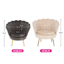 Fotel Art-deco stílusban, bézs Velvet anyag/gold chróm-arany, NOBLIN