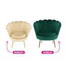 Art-deco stílusú fotel, bézs Velvet szövet/gold arany króm, NOBLEO