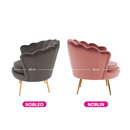 Fotel Art-deco stílusban, rózsaszín Velvet anyag/gold króm-arany, NOBLIN