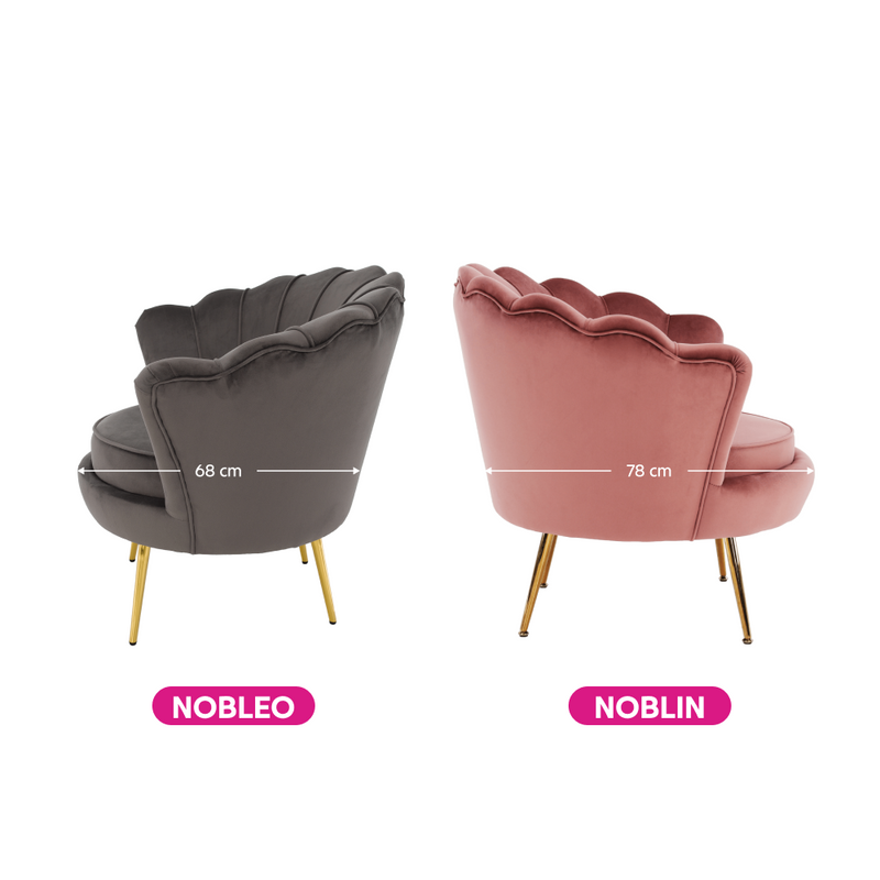 Fotel Art-deco stílusban, rózsaszín Velvet anyag/gold króm-arany, NOBLIN