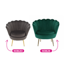 Fotel Art-deco stílusban, smaragd Velvet anyag/gold króm-arany, NOBLIN