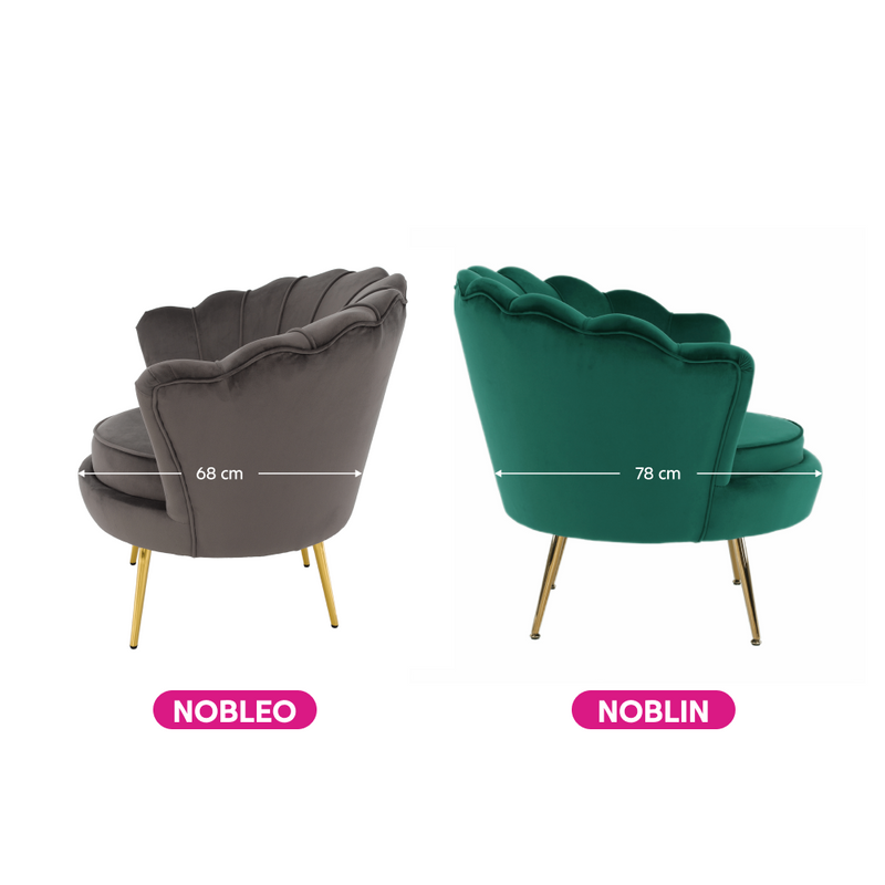Art-deco stílusú fotel, szürkésbarna Velvet szövet/gold arany króm, NOBLEO