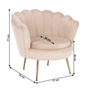 Fotel Art-deco stílusban, bézs Velvet anyag/gold chróm-arany, NOBLIN