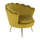 Fotel Art-deco stílusban, mustár színű Velvet anyag/gold chróm-arany, NOBLIN