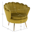 Fotel Art-deco stílusban, mustár színű Velvet anyag/gold chróm-arany, NOBLIN