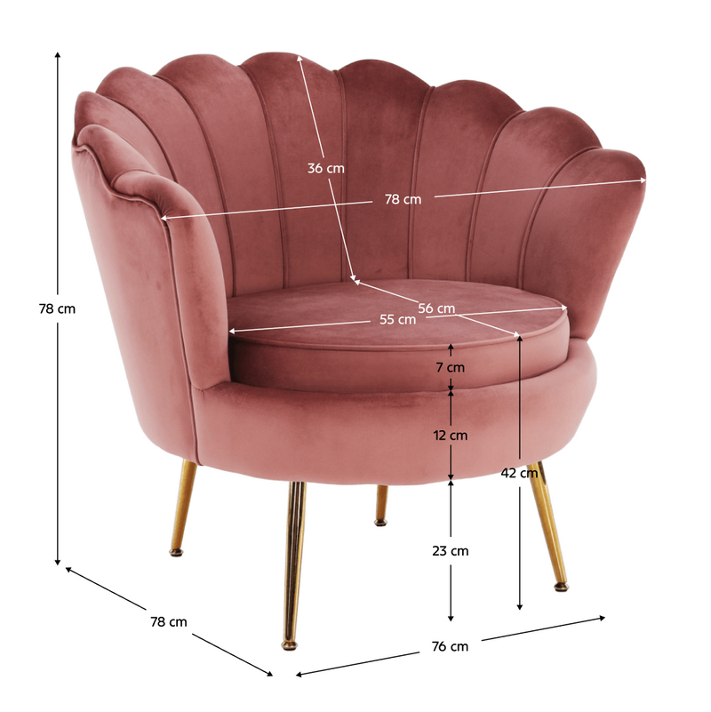 Fotel Art-deco stílusban, rózsaszín Velvet anyag/gold króm-arany, NOBLIN