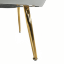 Fotel Art-deco stílusban, szürke-kék Velvet anyag/gold chróm-arany, NOBLIN