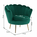 Fotel Art-deco stílusban, smaragd Velvet anyag/gold króm-arany, NOBLIN