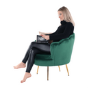 Fotel Art-deco stílusban, smaragd Velvet anyag/gold króm-arany, NOBLIN