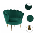 Fotel Art-deco stílusban, smaragd Velvet anyag/gold króm-arany, NOBLIN