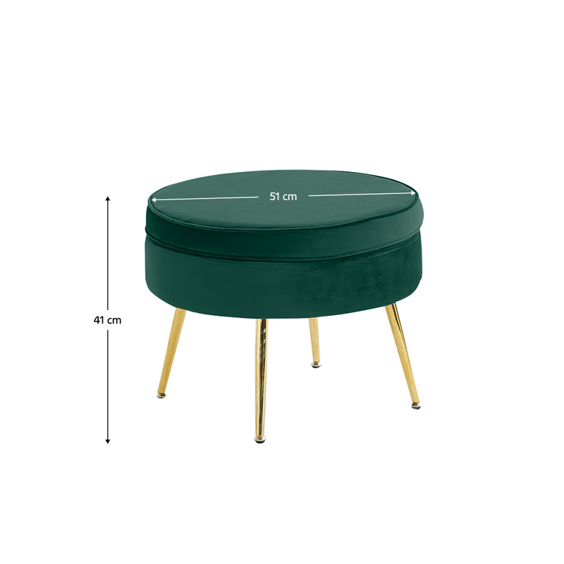 Luxus zsámoly/puff, smaragd Velvet szövet/króm arany, Art-deco, NOBLIN TYP 1