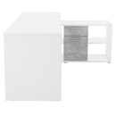 Sarok íróasztal, fehér/beton, NOE NEW