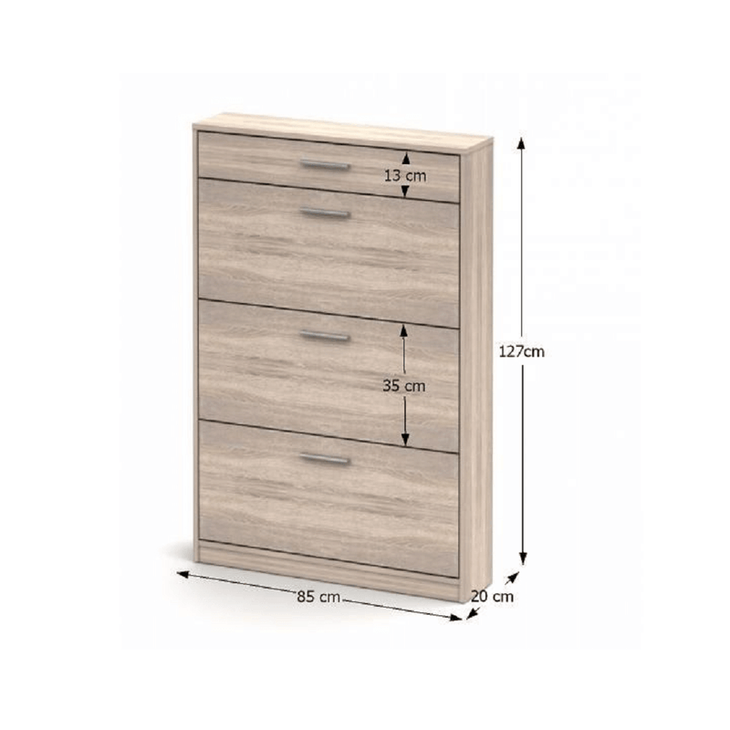Három részes cipősszekrény fiókkal, tölgy sonoma, NOKO-SINGA 321