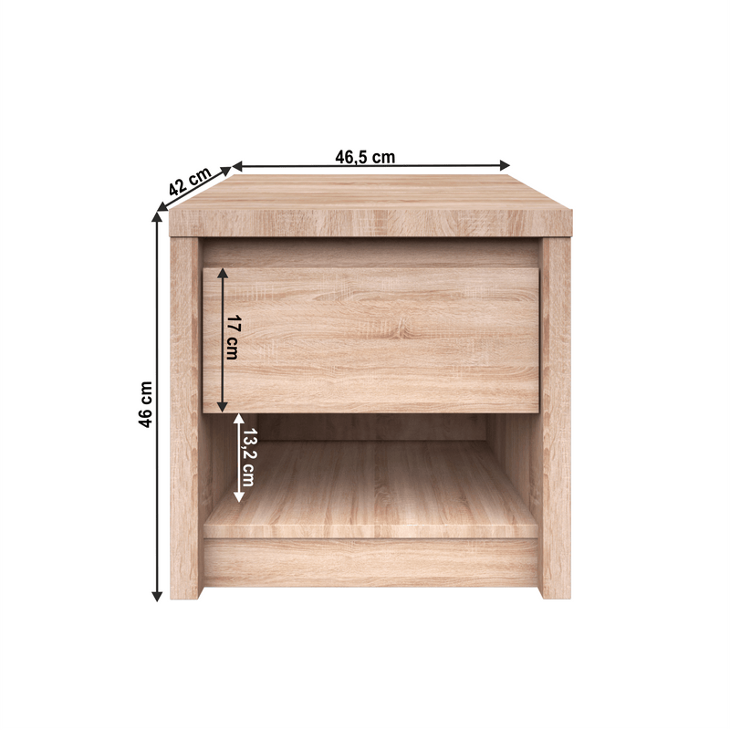 Éjjeliszekrény, DTD laminált, tölgy sonoma, NORTY