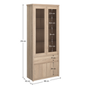 Vitrines szekrény, DTD laminált, tölgy sonoma, NORTY TYP 3