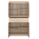 Vitrines szekrény, DTD laminált, tölgy sonoma, NORTY TYP 7