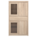 Vitrines szekrény, DTD laminált, tölgy sonoma, NORTY TYP 7