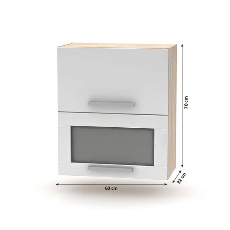 Konyhabútor 2,4 m, tölgy sonoma/fehér, NOVA PLUS