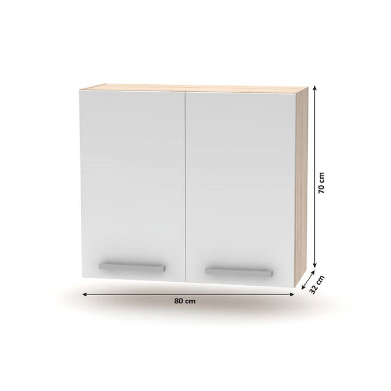 Konyhabútor 2,4 m, tölgy sonoma/fehér, NOVA PLUS