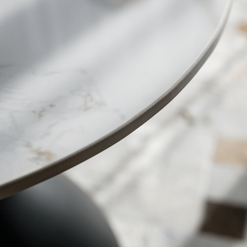 Dohányzóasztal, fehér márvány/fekete/arany, acél, ODIS