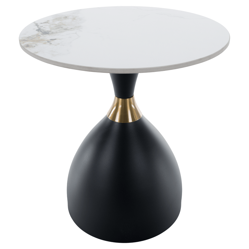 Dohányzóasztal, fehér márvány/fekete/arany, acél, ODIS