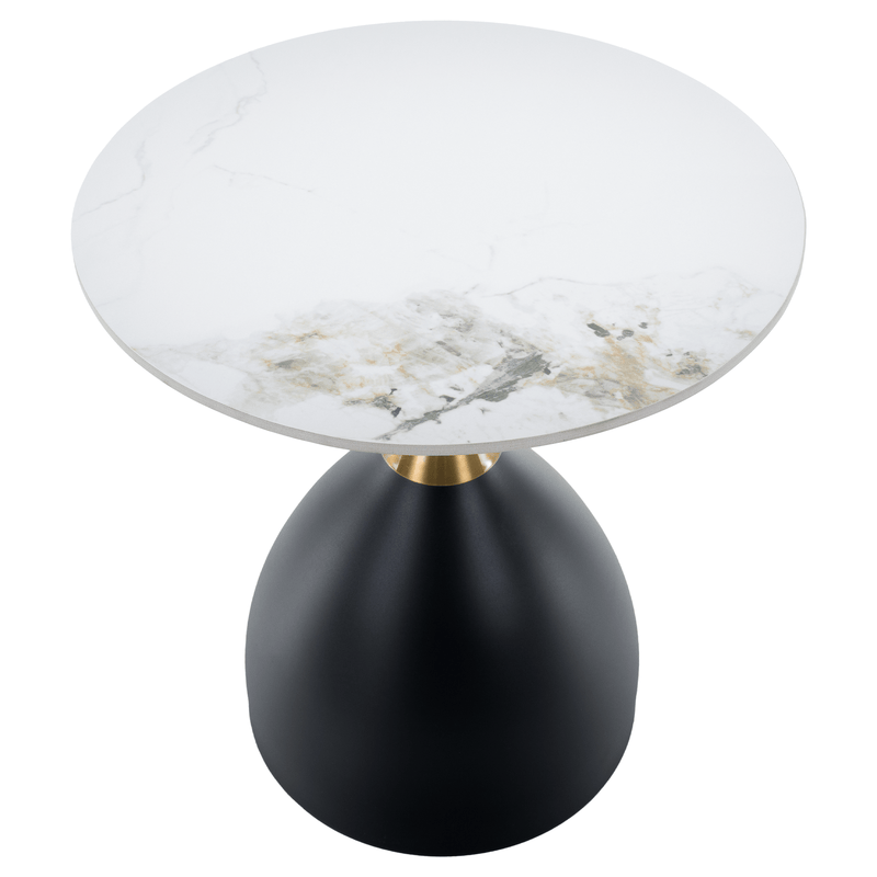 Dohányzóasztal, fehér márvány/fekete/arany, acél, ODIS