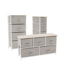 Komód szövet fiókokkal, világosszürke/fehér/bézs, OFELIA TYP 2