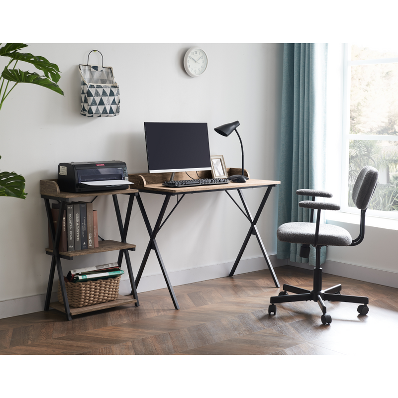 Számítógépasztal, tölgy/fekete, OFIS